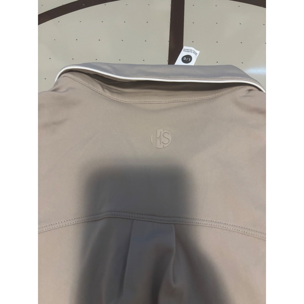 Elle Sport Womens Sleeveless Polo Shirt Tan Taupe Golf Tennis Active Top Large - Picture 6 of 6